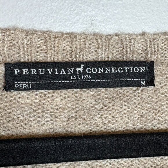 Peruvian Connection beige tan knit sweater - Picture 3 of 4